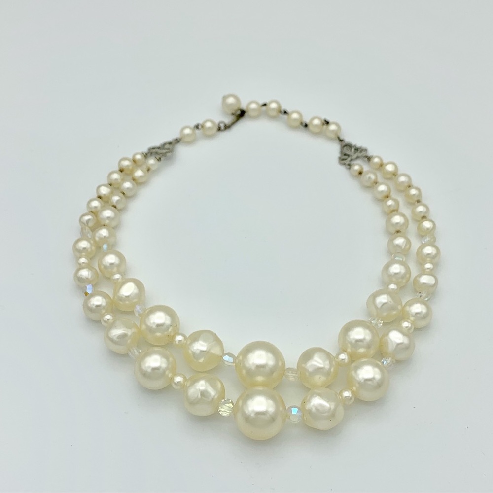 Vintage Chunky Faux Pearl Choker Necklace